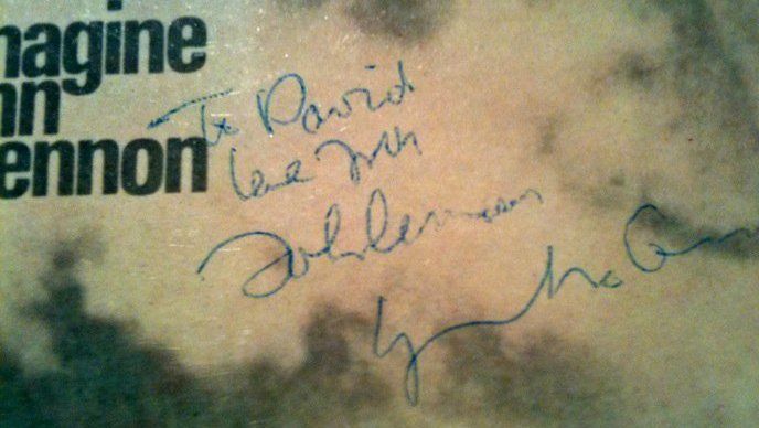 Imagine album, autographed by John Lennon to Dr. Grinspoon's son David.