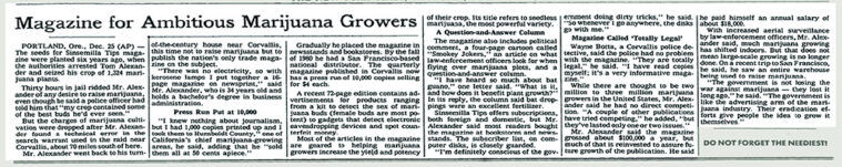 1985 New York Times article about Sinsemilla.